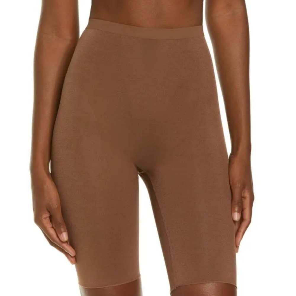 SKIMS sheer sculpting Mid shorts in Cocoa